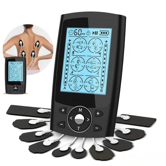 Portable TENS EMS Muscle Stimulator - 36 Modes Dual Channel Rechargeable, 10 Gel Electrodes for Home Office Travel, Pain Relief Peaceful Pleasures Health and Wellness Piano Black