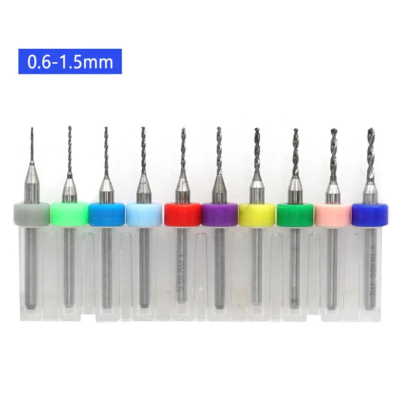 PCB Micro Drill Bit Set – 10pc Tungsten Carbide CNC Bits