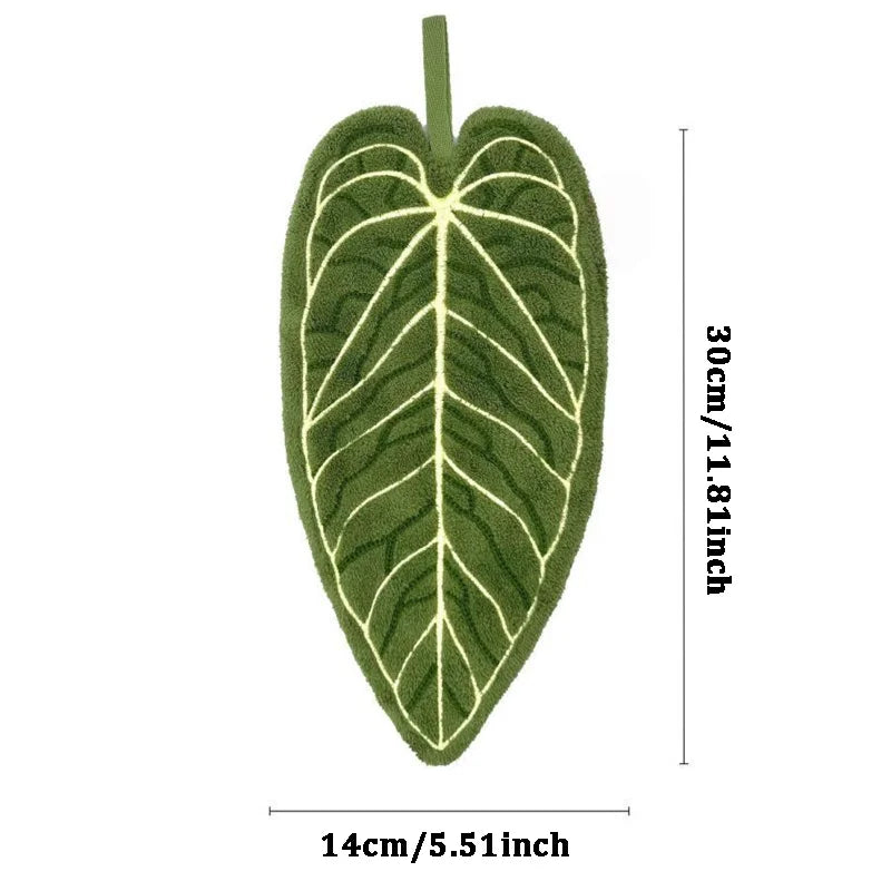 Ultra-Absorbent Quick-Dry Tropical Leaf Hand Towel w/ Loop Hand Towel Peaceful Pleasures Health and Wellness