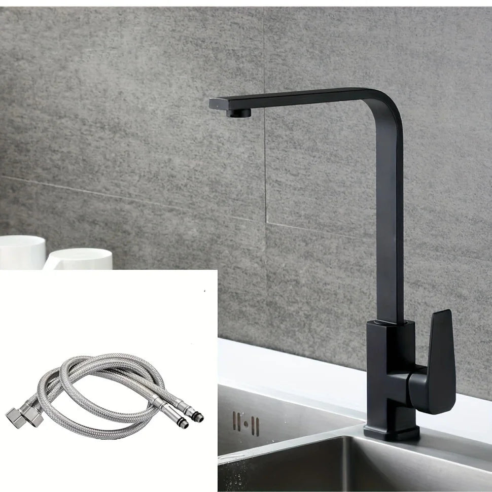 Single Handle Rotatable Kitchen Faucet | Stainless Steel Hot & Cold