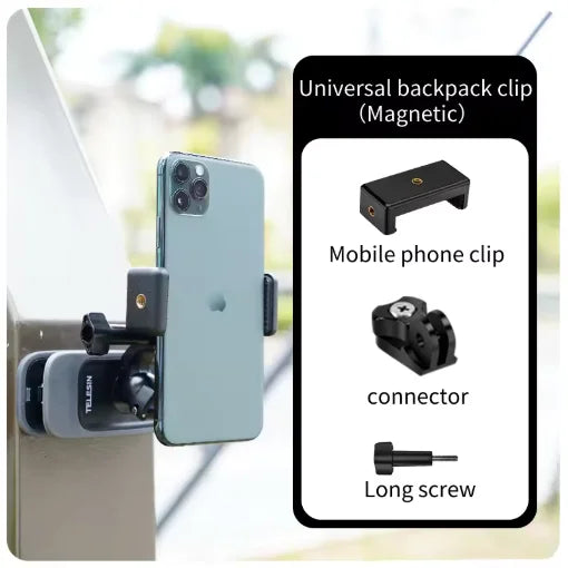 TELESIN 360° Magnetic Backpack Clip Mount – GoPro, DJI, Insta360