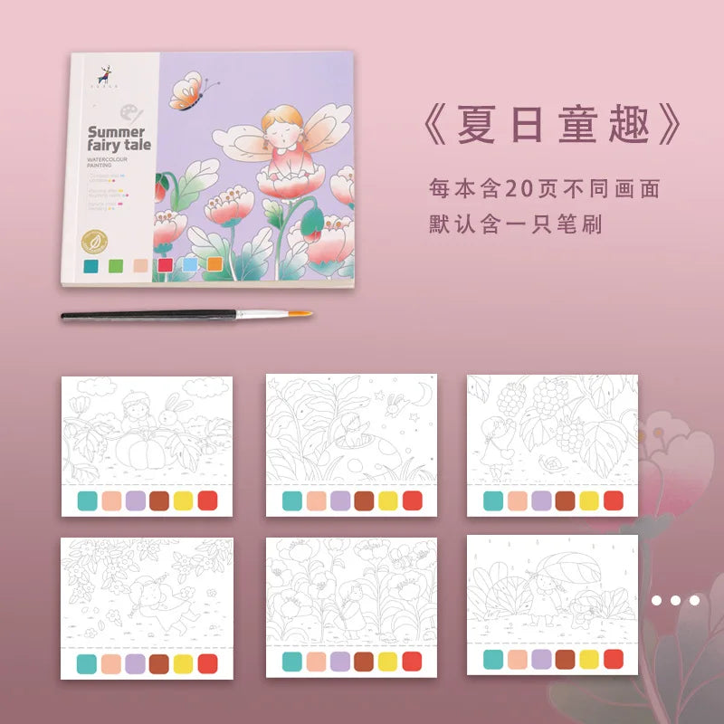Watercolor Coloring Book Gouache Doodle Drawing Children's Comes