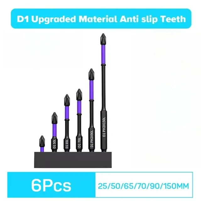 Anti Slip and Shockproof Magnetic Screwdriver Hexagonal Shank Drill Bit Suitable for Power Tools and Maintenance Peaceful Pleasures Health and Wellness 6 Pcs Set