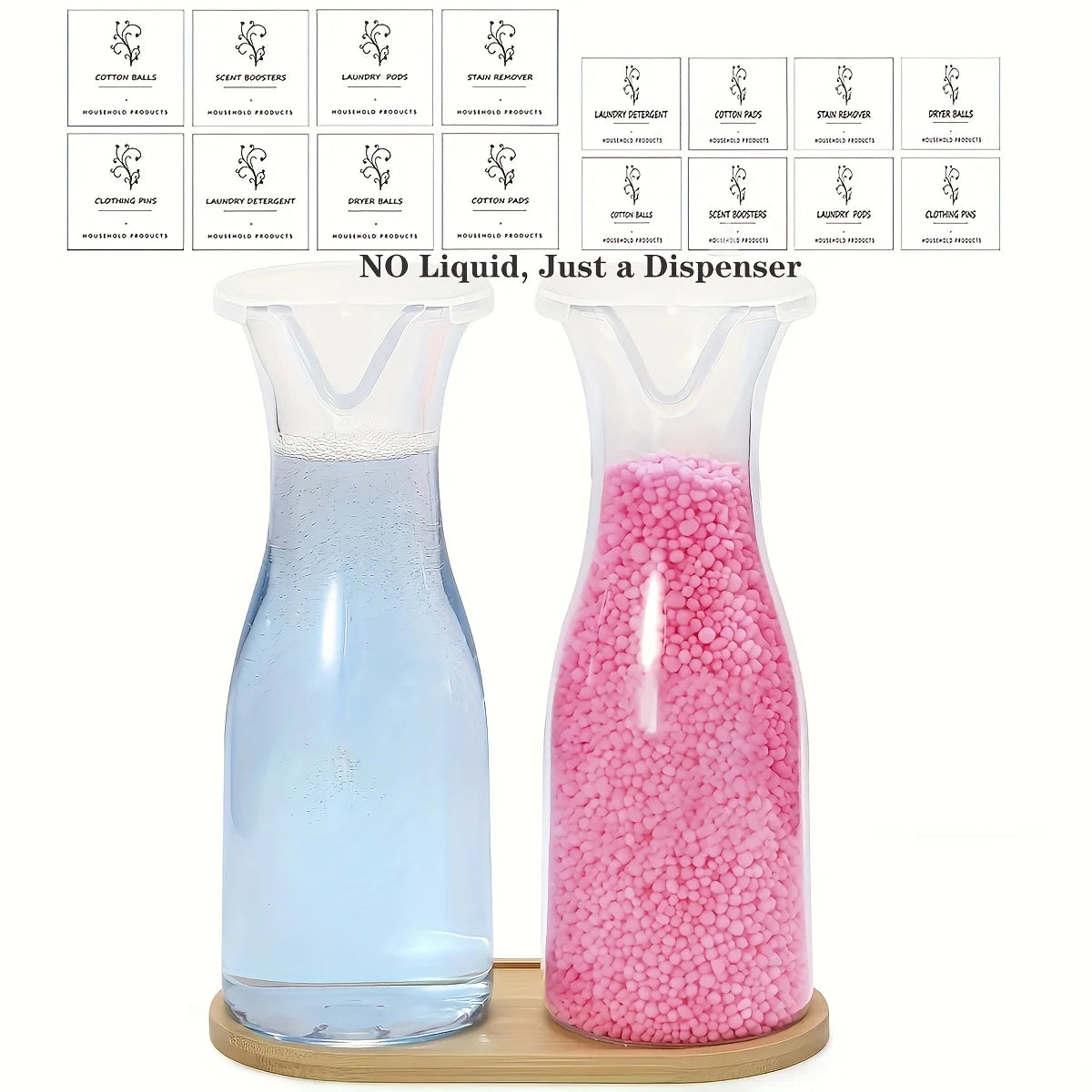 Laundry Detergent Dispenser with Label – 2 or 3 Pack Plastic Fabric Softener & Liquid Soap Dispenser for Laundry Room