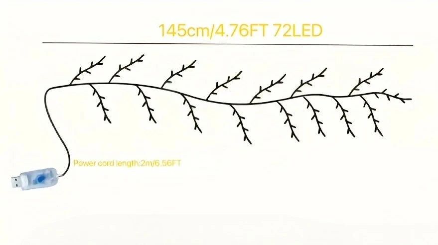 USB Rattan Tree Branch LED Lamp – Dimmable Night Light