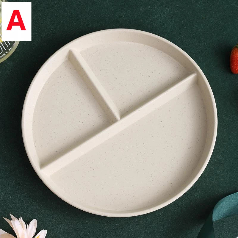 3-Compartment Wheat Straw Portion Control Plate – Eco-Friendly Divided Dinner Plate