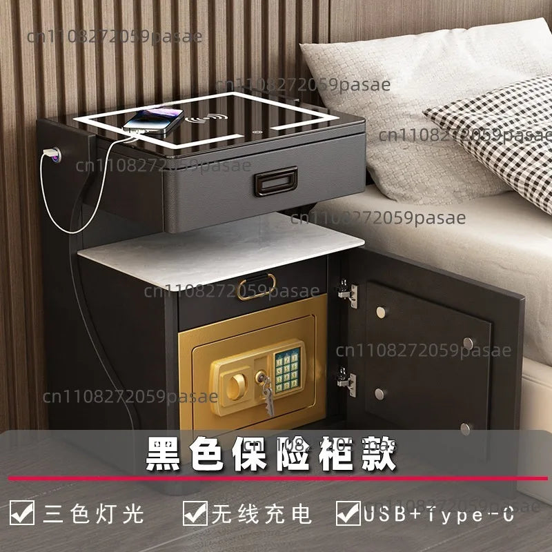 Smart Bedside Table – Wireless Charging, LED Light & Storage