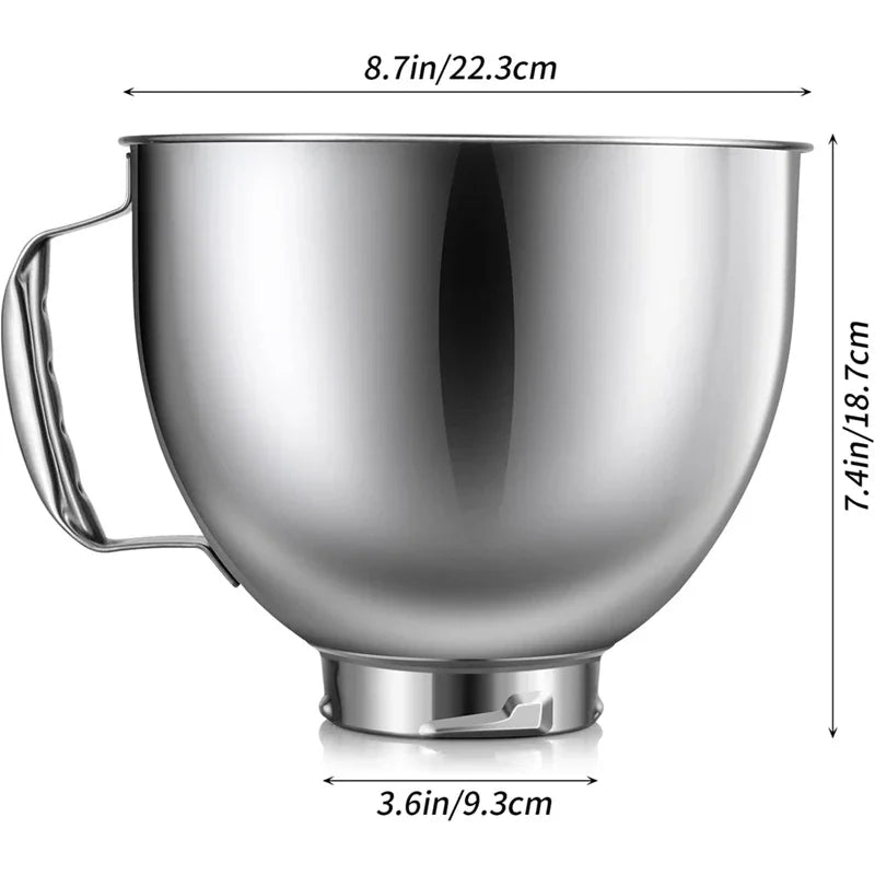 Stainless Steel Mixer Bowl for KitchenAid 4.5–5 Qt Tilt-Head Stand Mixers – Dishwasher Safe Peaceful Pleasures Health and Wellness