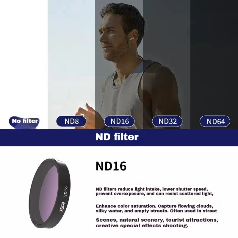 JSR DJI Osmo Action 6 UV CPL ND Lens Filter Set | HD Glass