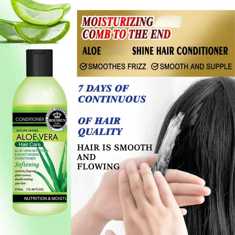 ROUSHUN LOE VERA SHAMPOO CONDITIONER SET Clean the Scalp, Nourish Hair, and Provide Fluffy, Smooth, and Fragrant Hair Care Peaceful Pleasures Health and Wellness