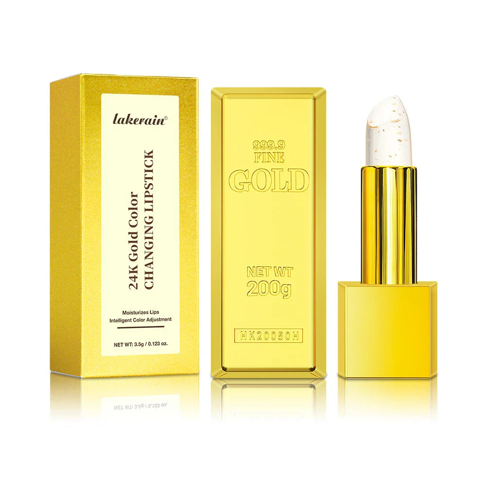 24K Gold Color Changing Lip Balm & Lipstick – 2-in-1 Blush