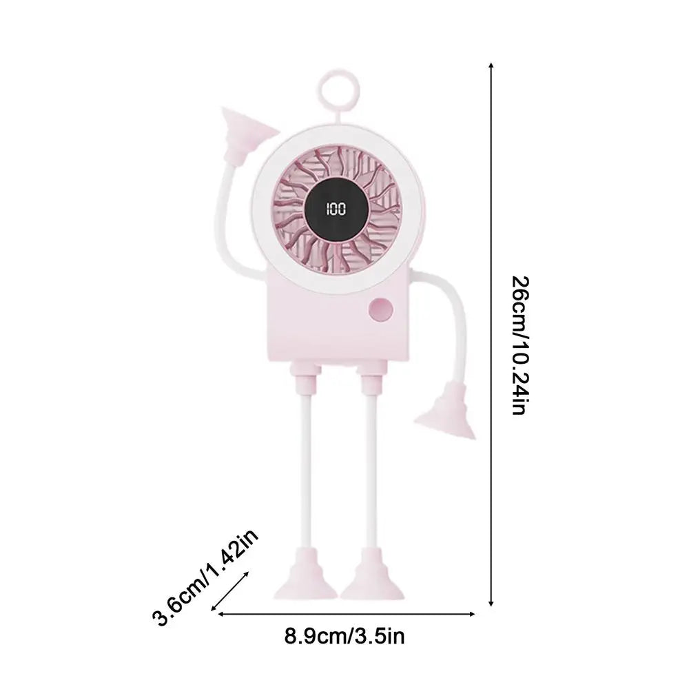 Mini Portable Fan 5 Modes 100 Speeds Suction Cup Hands-Free Digital Display Mini Fan Portable for Outdoor Travel Beach Vacation Peaceful Pleasures Health and Wellness China Mainland Pinks