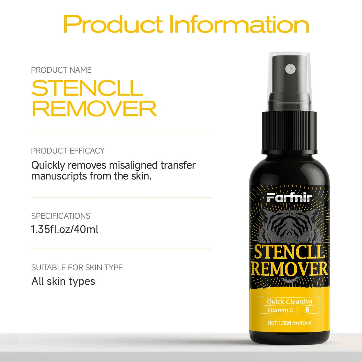 Skin Stencil Remover Spray – All Skin Types | 40ml
