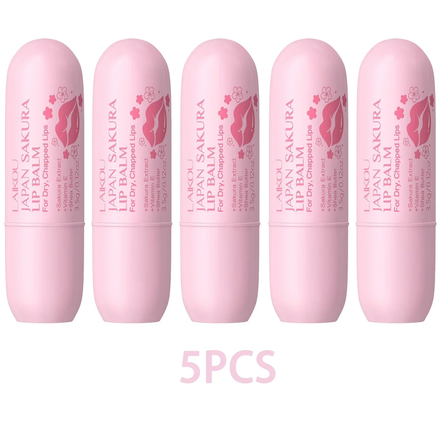 LAIKOU Sakura Lip Balm – Hydrating & Nourishing 3.5g Peaceful Pleasures Health and Wellness 5PCS