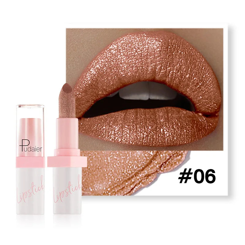 Pearl Diamond Metallic Lipstick – 10 Colors, Waterproof & Moisturising