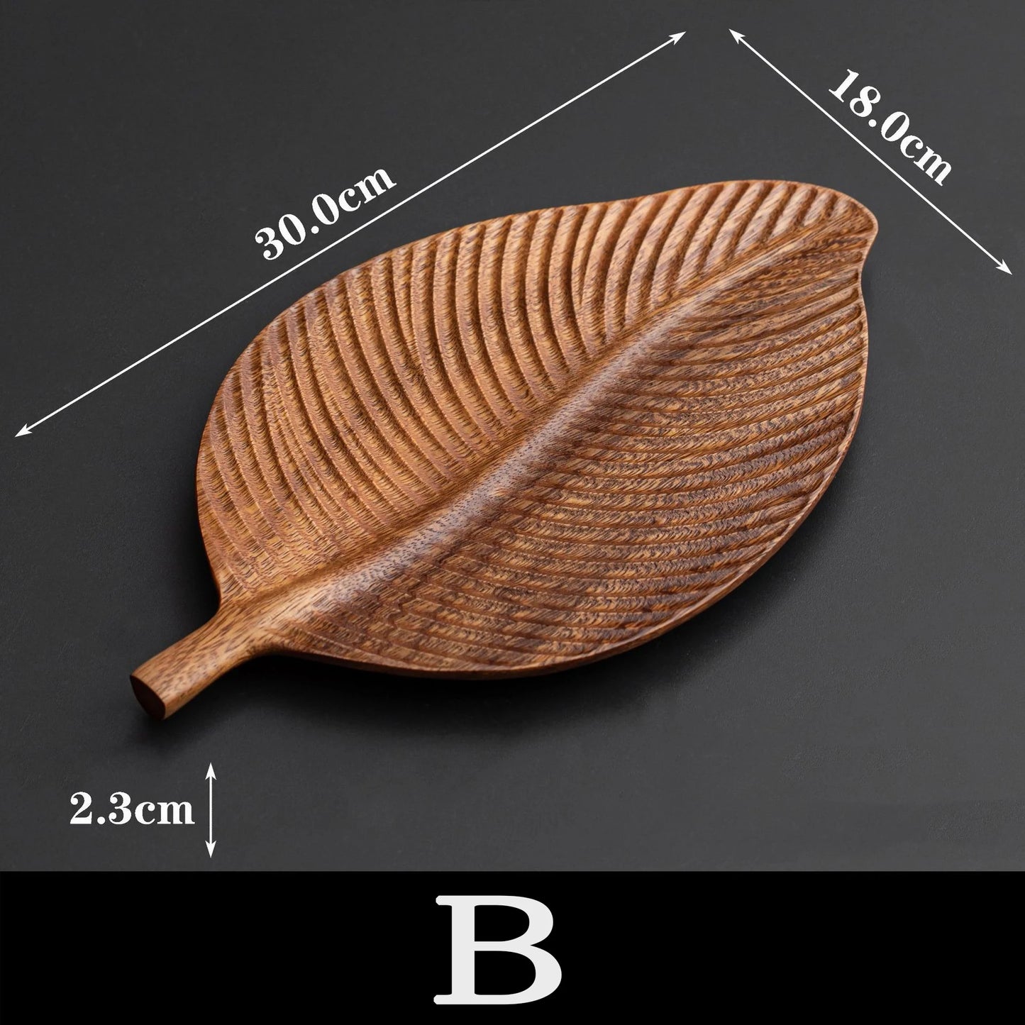 Walnut Leaf Solid Wood Tea Tray – Natural Serving Plate for Tea, Pastry & Tableware