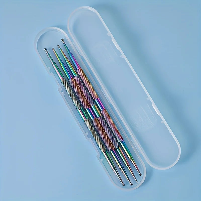 Dual-End Stainless Steel Nail Dotting & Rhinestone Pen Set