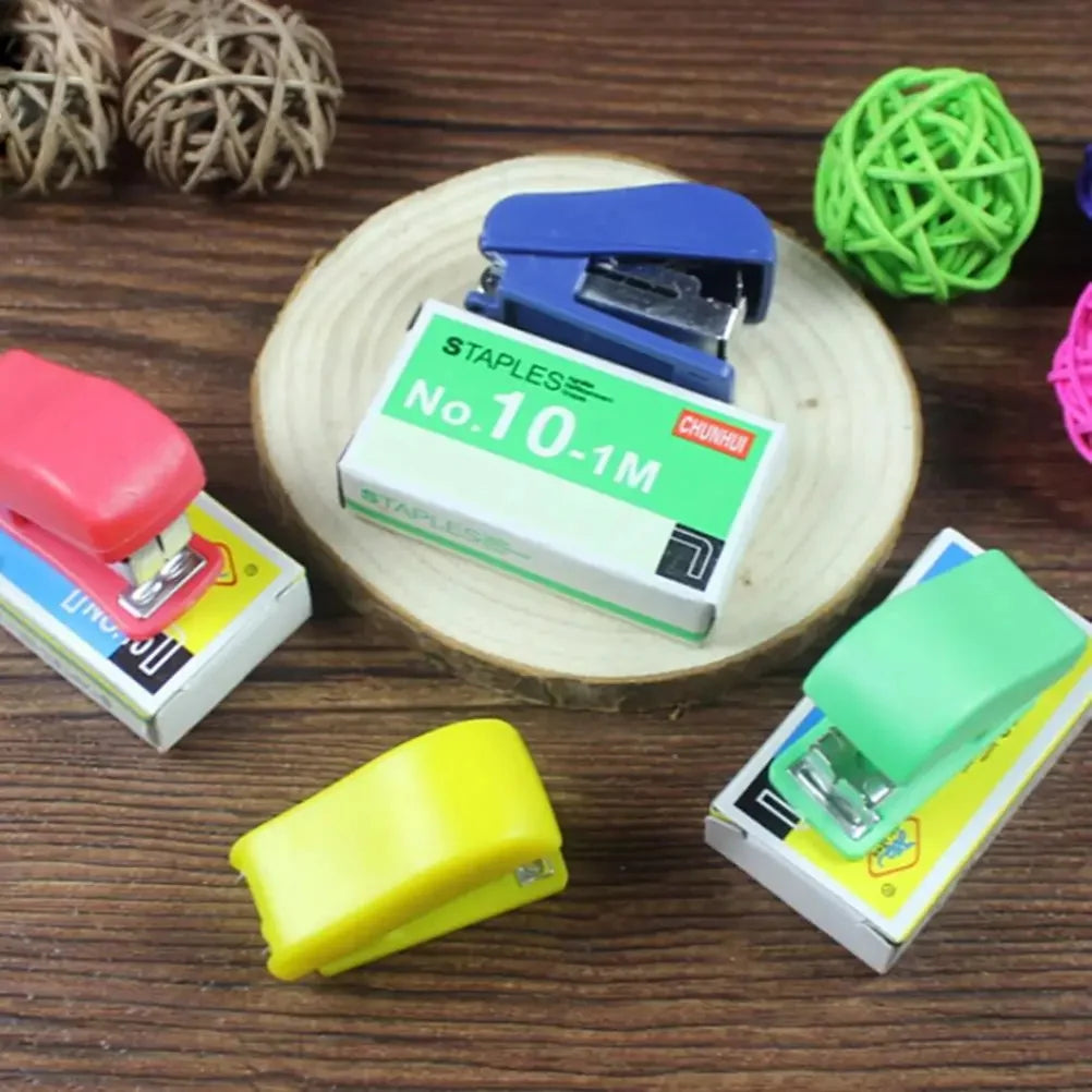 Mini Stapler Set for Office And School Manual Paper Book Binding with Random Color Staples Stationery for Binding stapler Peaceful Pleasures Health and Wellness 4color set