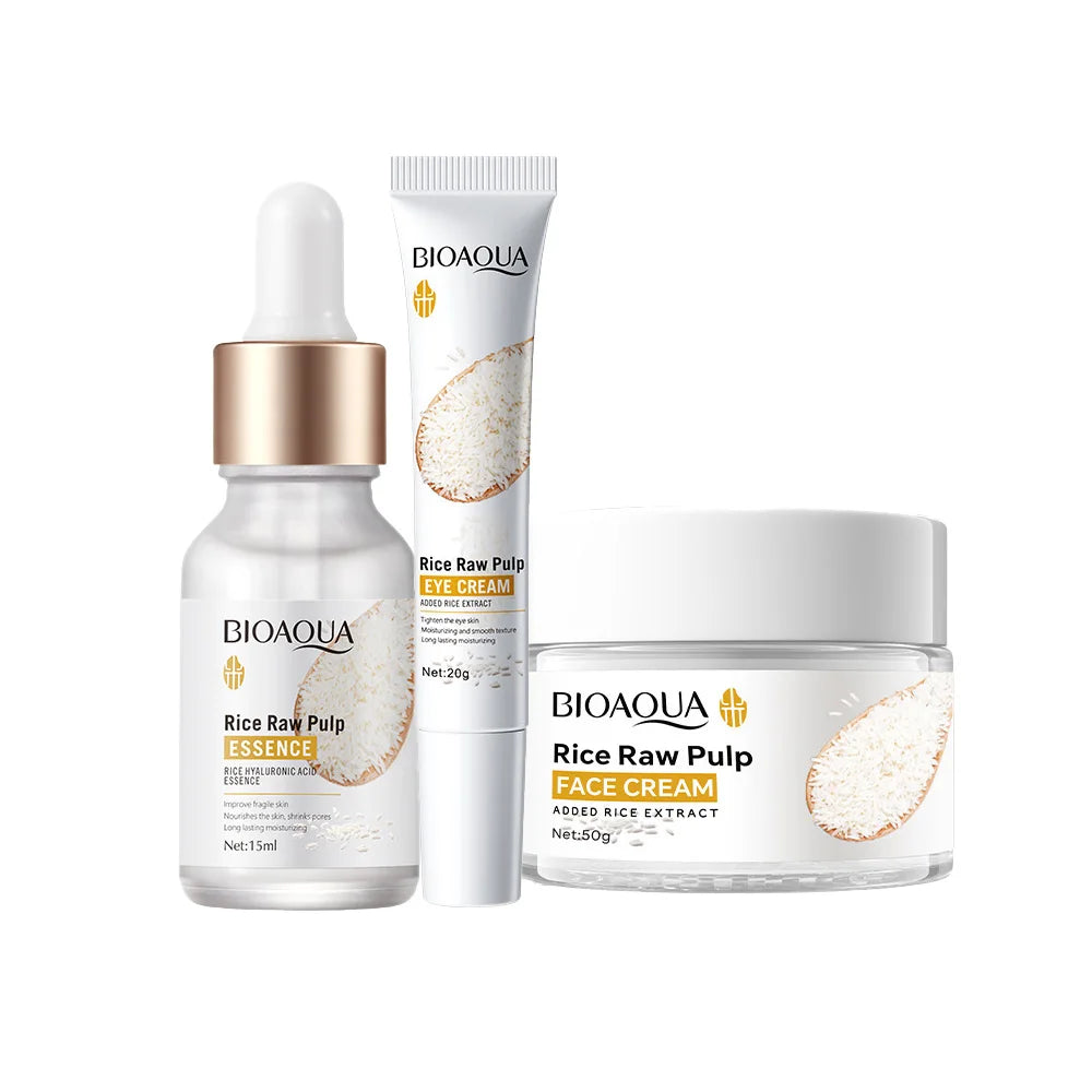 BIOAQUA White Rice Brightening Face Cream Moisturizing Essence Firming Eye Cream Skin Care Peaceful Pleasures Health and Wellness Mixed Pack