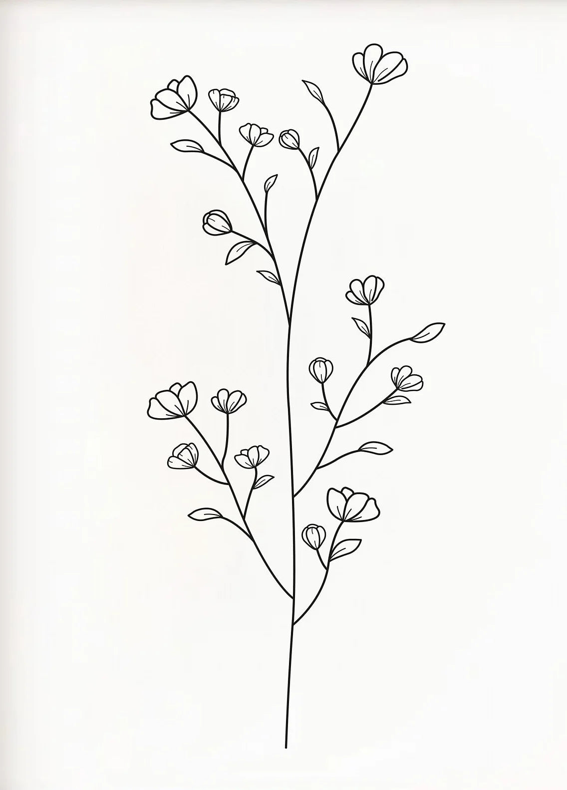 Minimalist Botanical Flower Bouquet Canvas Wall Art | Black & White