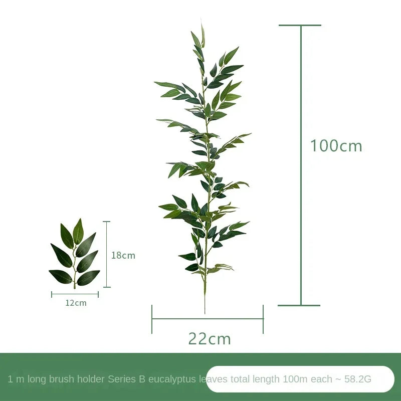 1m Artificial Eucalyptus Vine | Silk Bamboo Leaf Decor Stem