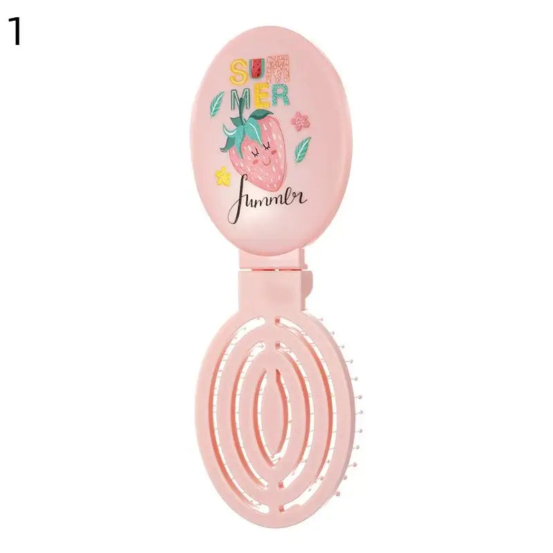 2 In1 Portable Folding Hair Comb With Mirror, Lightweight & Travel-Friendly Perfect Gift For Women & Girls Peaceful Pleasures Health and Wellness 1 Pink