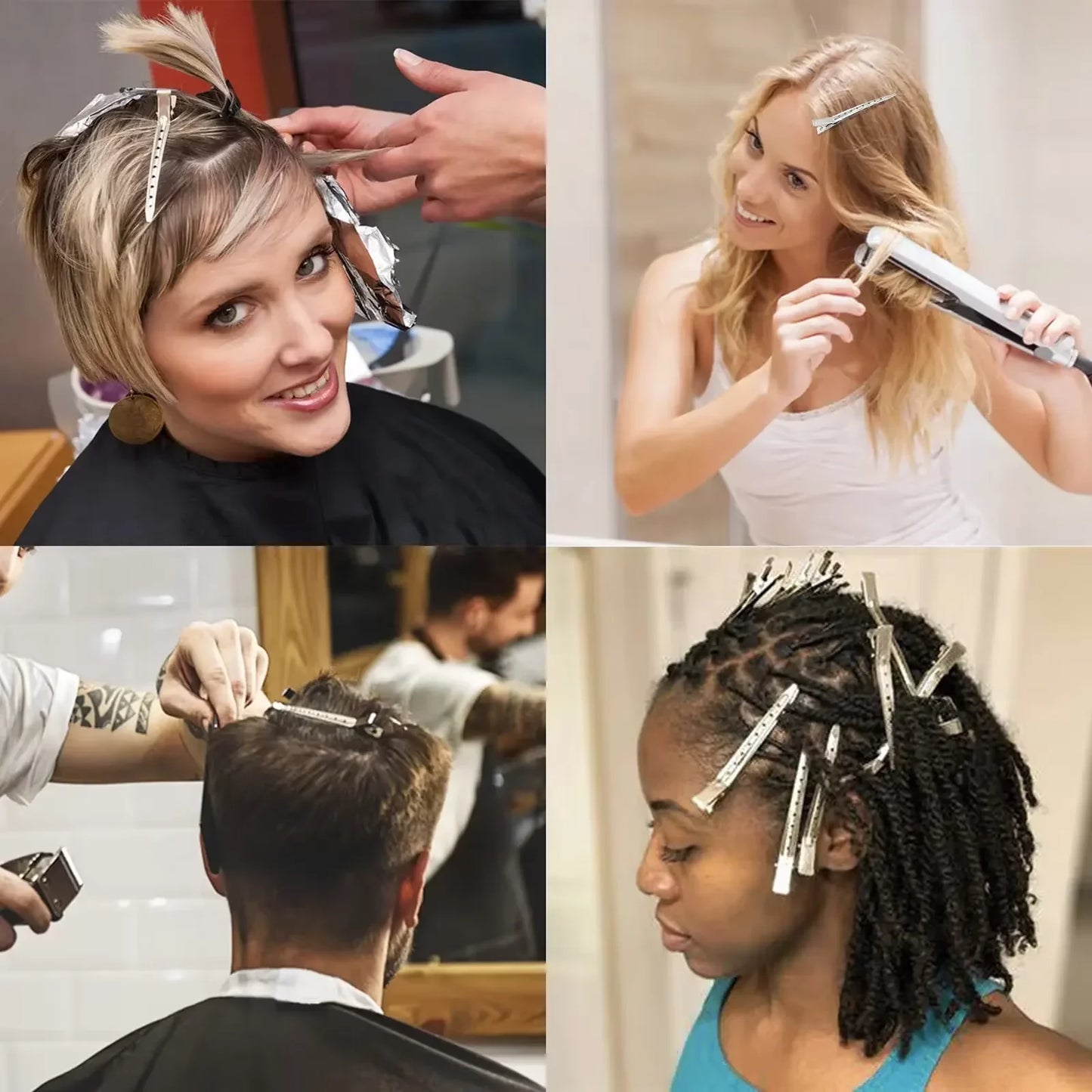 Professional Silver Hair Sectioning Clips – Non-Slip Salon Pins