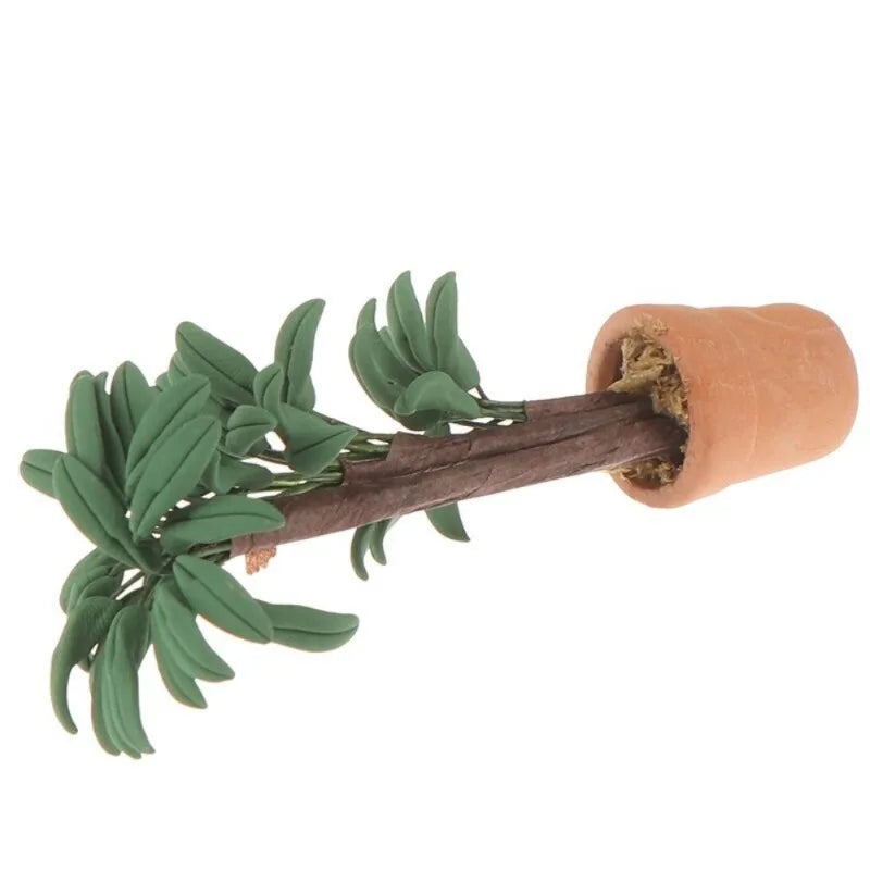 1:12 Dollhouse Miniature Potted Plant | Green Leaf Garden Decor