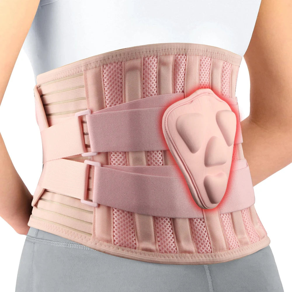 WEFITON Lumbar Back Brace for Sciatica & Lower Back Pain Relief Lumbar Back Brace Peaceful Pleasures Health and Wellness Pink-1PCS L