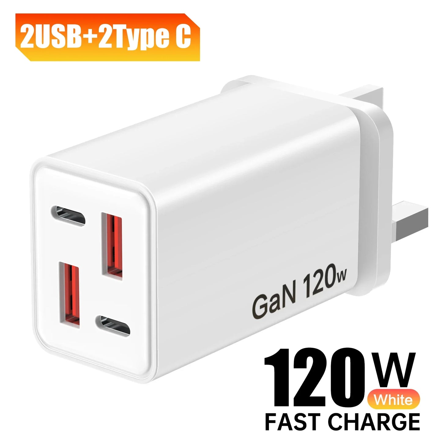 120W GaN USB-C Wall Charger | PD QC3.0 Multi-Port Fast Charging