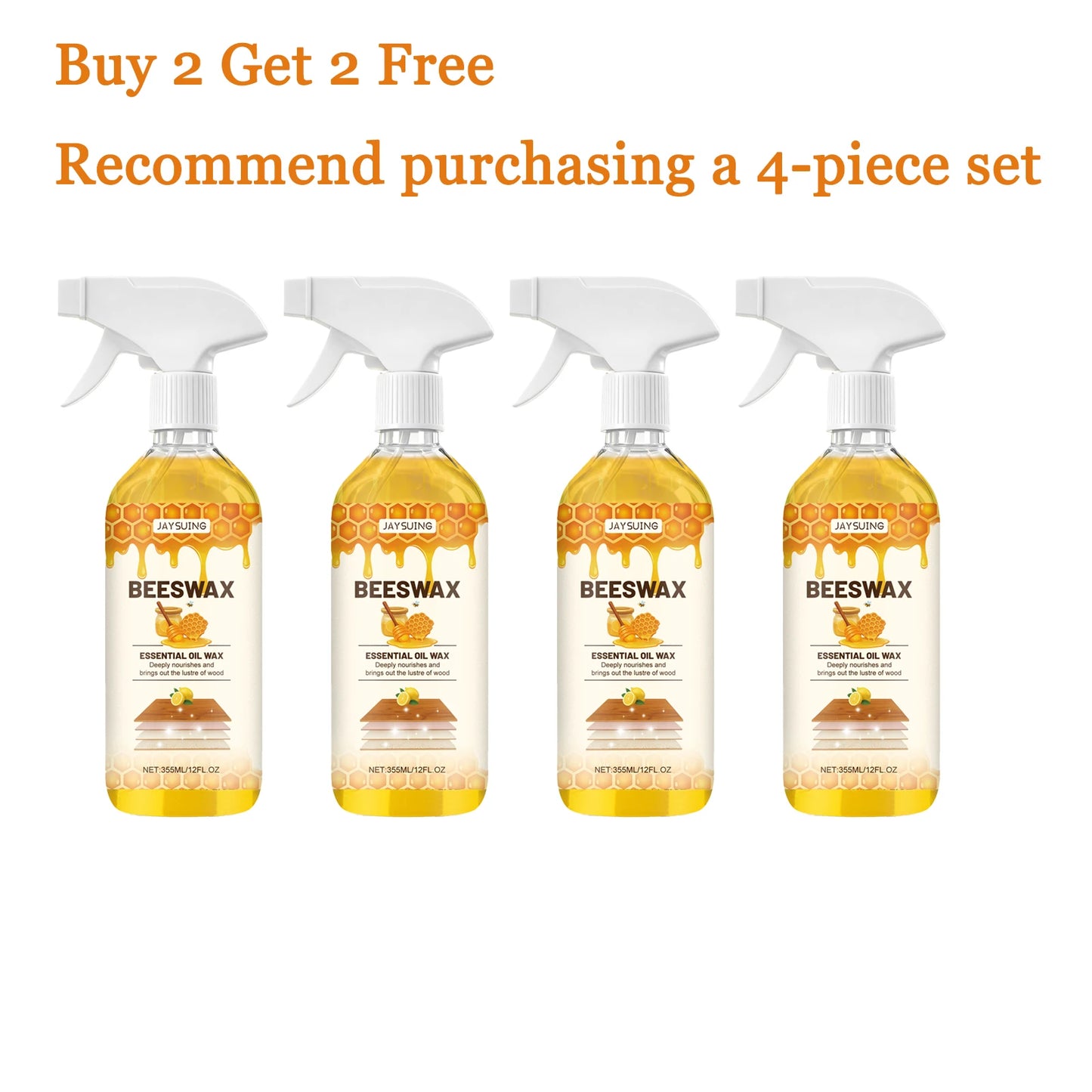 Beeswax Furniture Spray 355ml – Clean, Polish & Restore Wood Furniture Polish Spray Peaceful Pleasures Health and Wellness 4 pcs