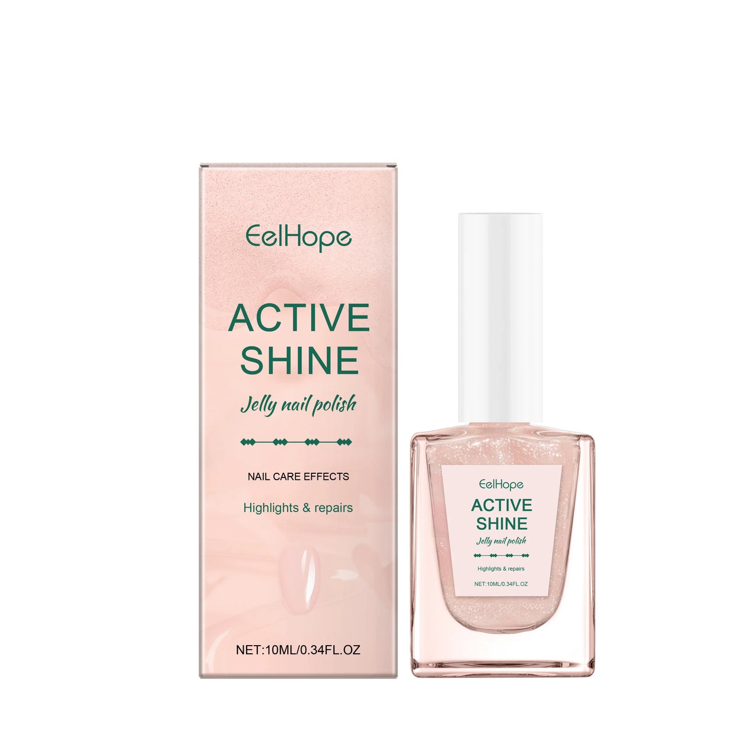 Eelhope Jelly Nail Polish – Transparent Pink Glitter, 10ml