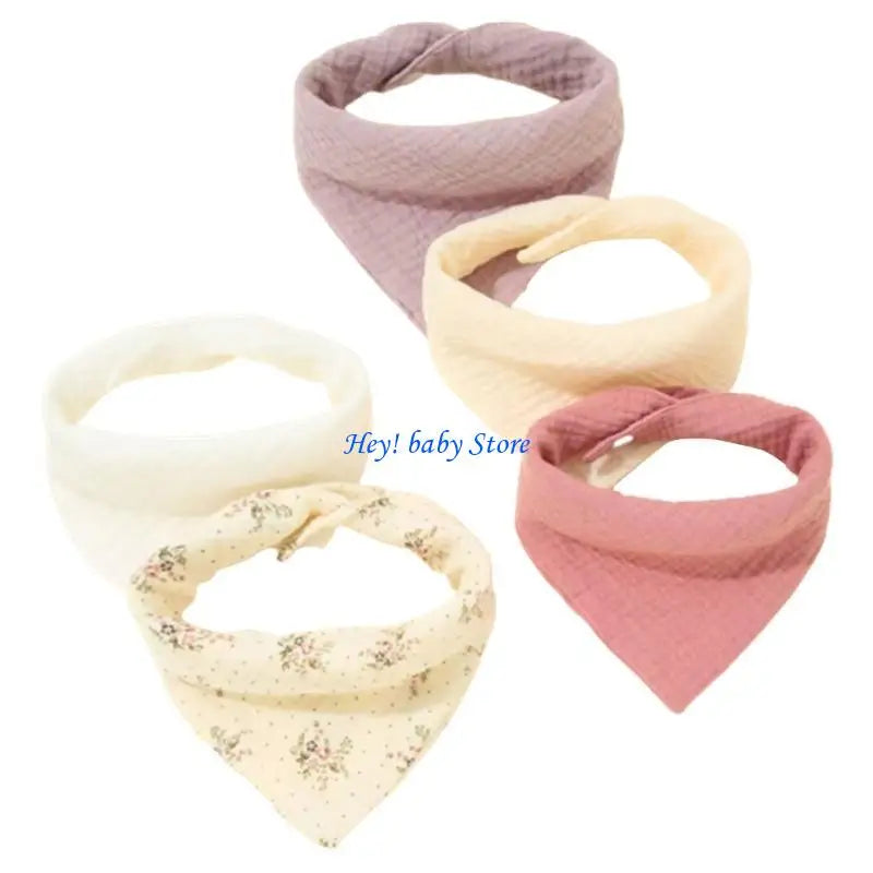 5-Pack Soft Cotton Baby Drool Bibs | Teething Burp Cloths