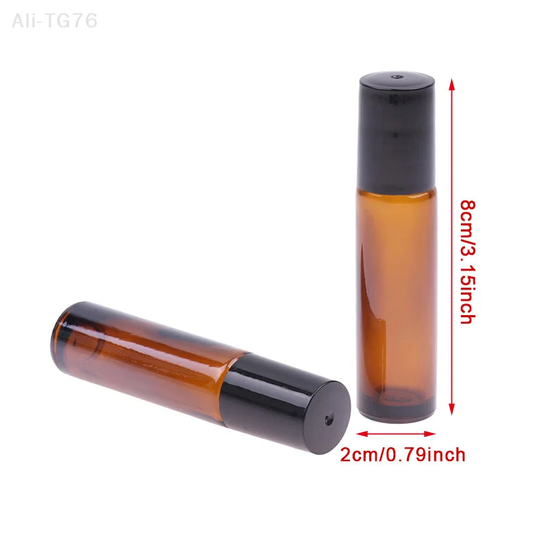 10ml Amber Glass Roll-On Bottle | Metal Roller Ball for Essential Oils
