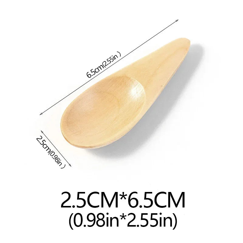 New Wood Creative Tea Spoons Short Handled Condiment Scoops Flatware Coffee Tea Small Sugar Spoons Coffee Spoons Kitchen Gadgets Peaceful Pleasures Health and Wellness varnish