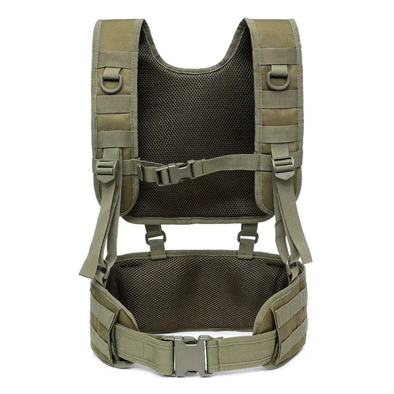 Molle Chest Rig Airsoft Waist Belt Tactical Vest Detachable Duty Belt Army Paintball Equipment Outdoor Hunting Vest Peaceful Pleasures Health and Wellness Green