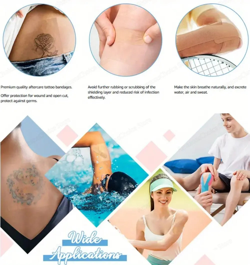 PU Waterproof Bandages Disposable Transparent Stretchable Adhesive Bandages Waterproof Protect Your Tattoos And Showers Peaceful Pleasures Health and Wellness