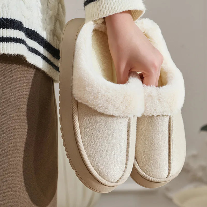 Winter Fluffy Couple Slippers – Non-Slip Indoor Slides Men & Women