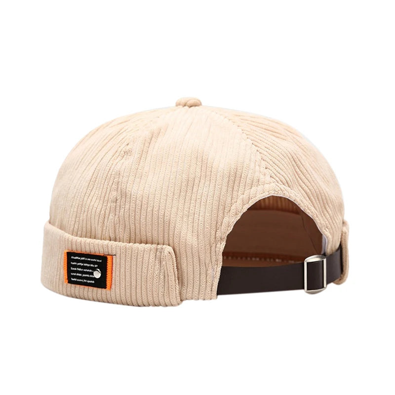 Men Women Retro Dome Melon Brimless Beanie Cap Unisex Skullcap Sailor Cotton Mechanic Trendy Color Elastic Panels Docker Hat Peaceful Pleasures Health and Wellness beige