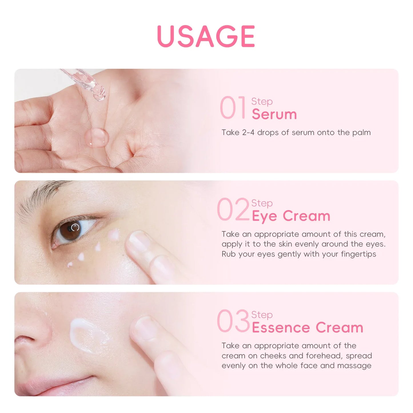 LAIKOU Sakura 3-Piece Hydrating Skin Care Set – Serum, Eye Cream