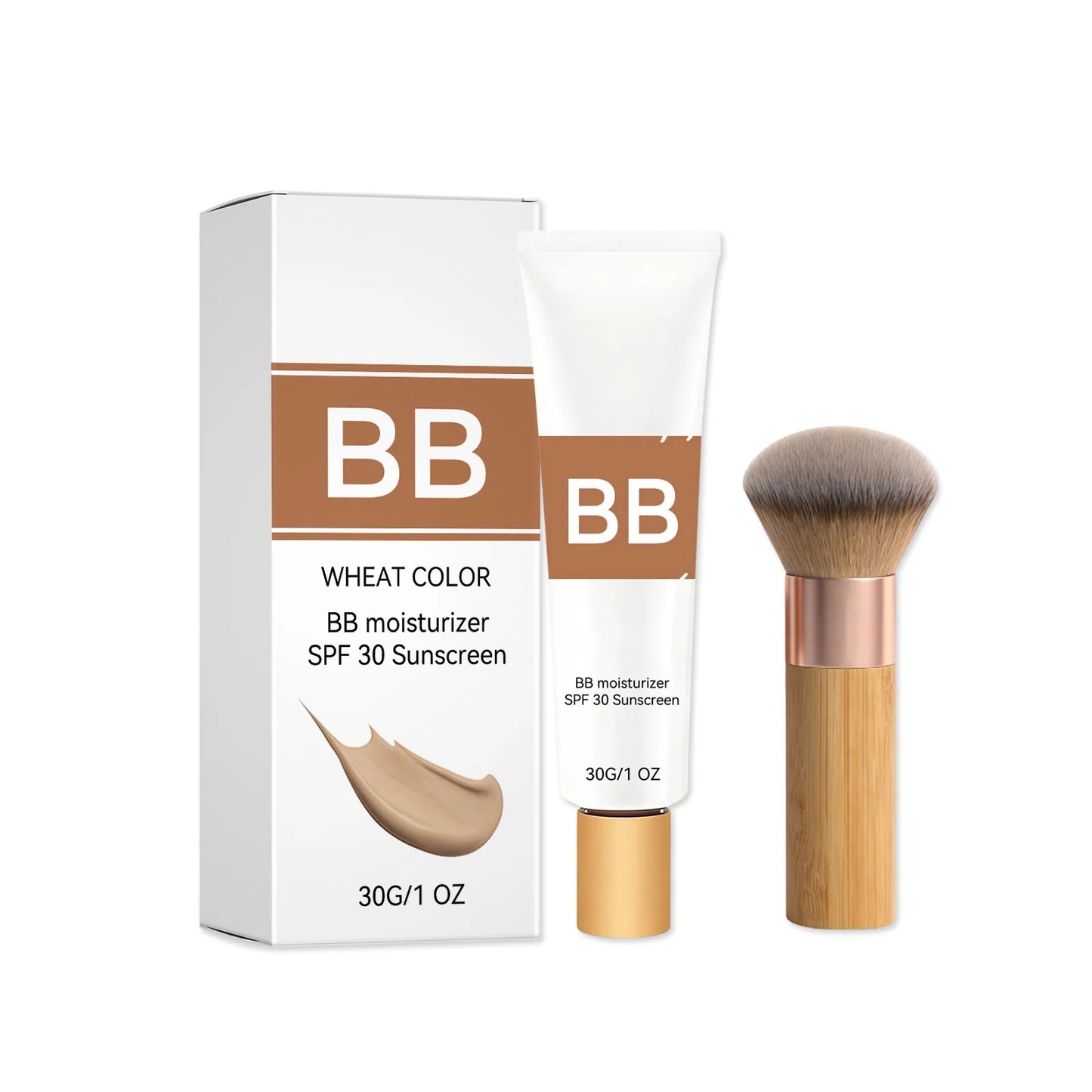 SPF30 BB Cream with Brush – Waterproof, Moisturizing & Concealing