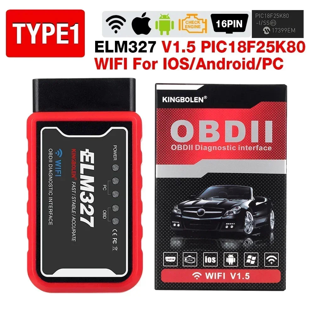 ELM327 V1.5 OBD2 Scanner WiFi BT PIC18F25K80 Chip OBDII Diagnostic Tools for IPhone Android PC ELM 327 Auto Code Reader Peaceful Pleasures Health and Wellness Wifi version 1 V1.5 PIC18F25K80