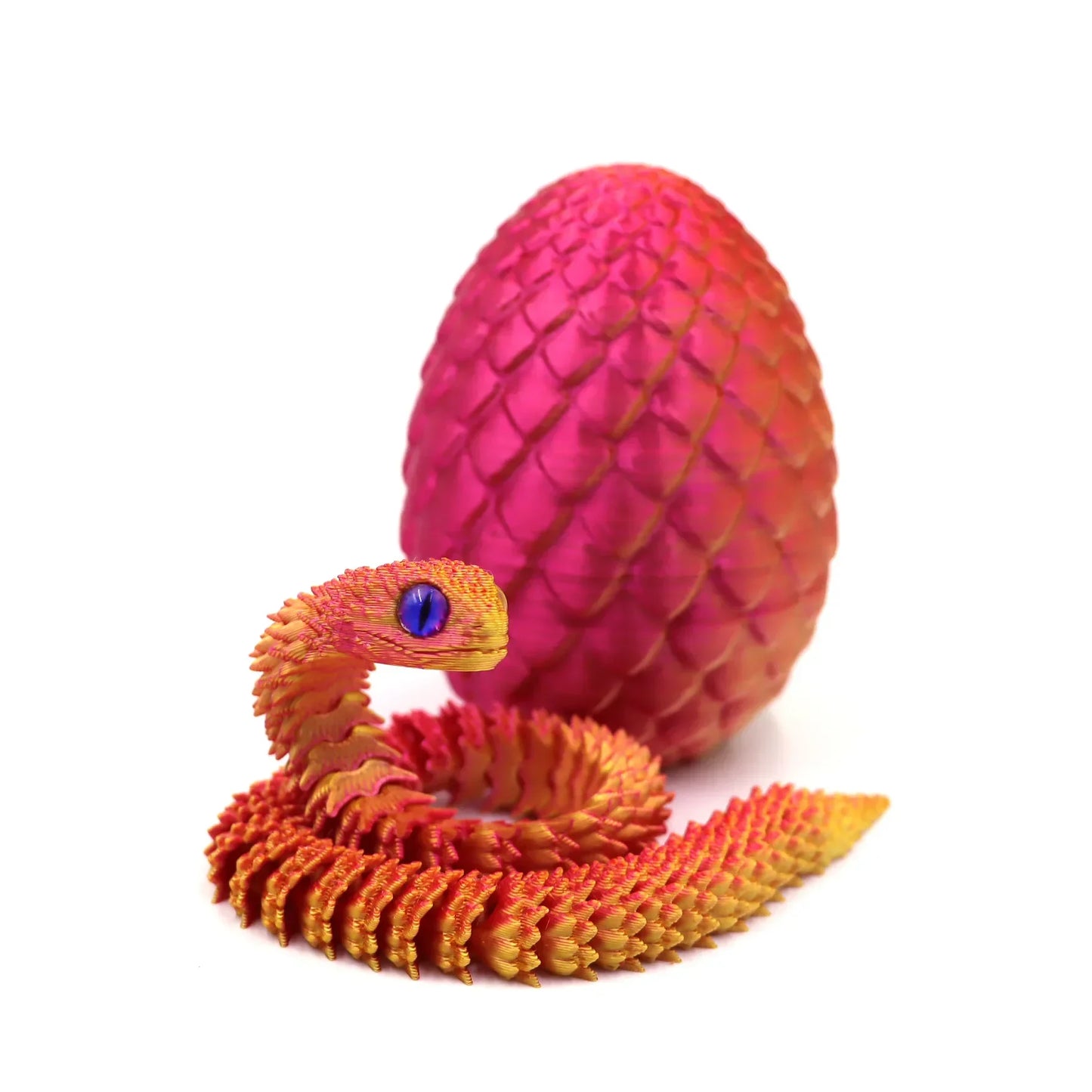 3D Printed Articulated Snake Figurine & Dragon Egg Desk Toy