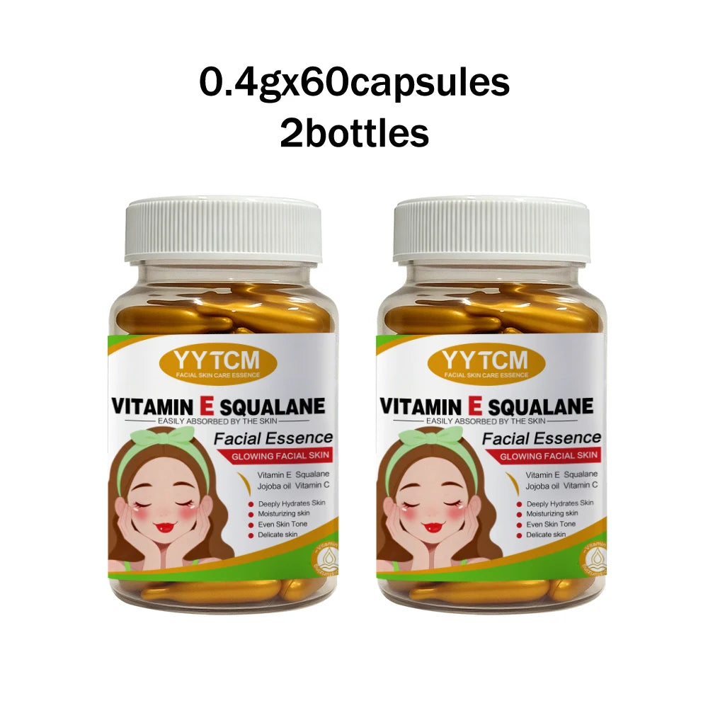 Vitamin E deep moisturizing capsule essence, deep moisturizing and brightening skin essence (0.4gx30 capsules)/bag -1 bag Peaceful Pleasures Health and Wellness 2bottles 60capsules 0.4gx30capsules