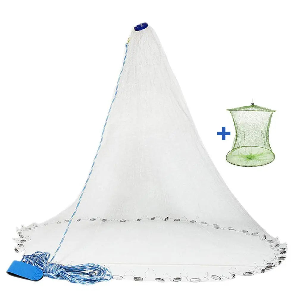 Saltwater Fishing Cast Net for Bait Trap Fish 3ft/4ft/5ft/6ft/8ft Radius Casting Nets with Heavy Duty Zinc Sinker Easy to Throw Peaceful Pleasures Health and Wellness WHITE 8FT