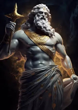 Zeus Greek God Black & White Abstract Canvas Wall Art Print