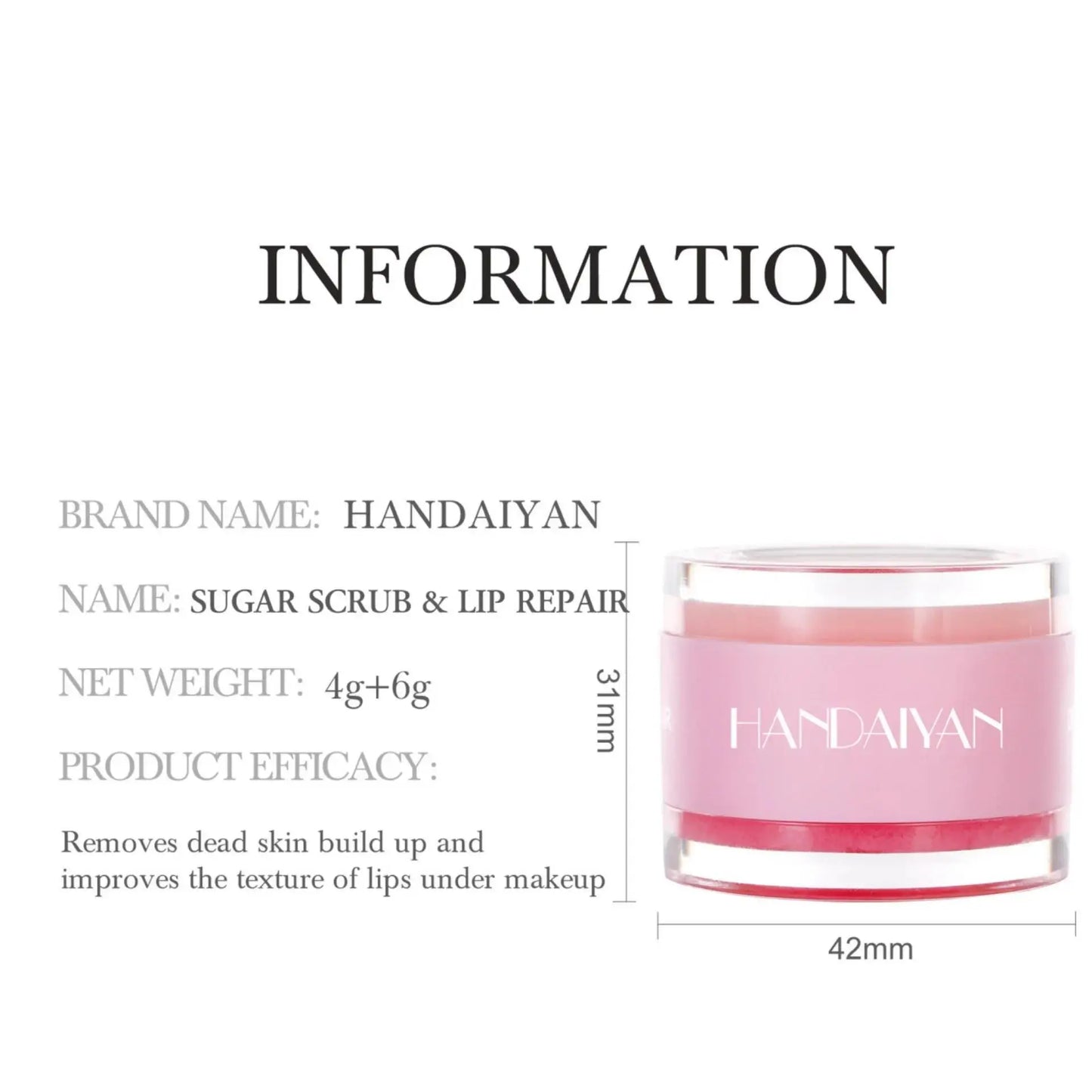 HANDAIYAN 2-in-1 Lip Scrub Balm & Exfoliating Moisturizer