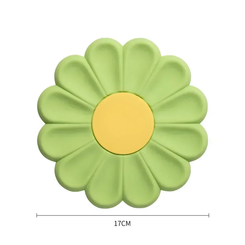 Silicone Coaster Colorful Daisy Shape Heat Resistant Anti Scalding