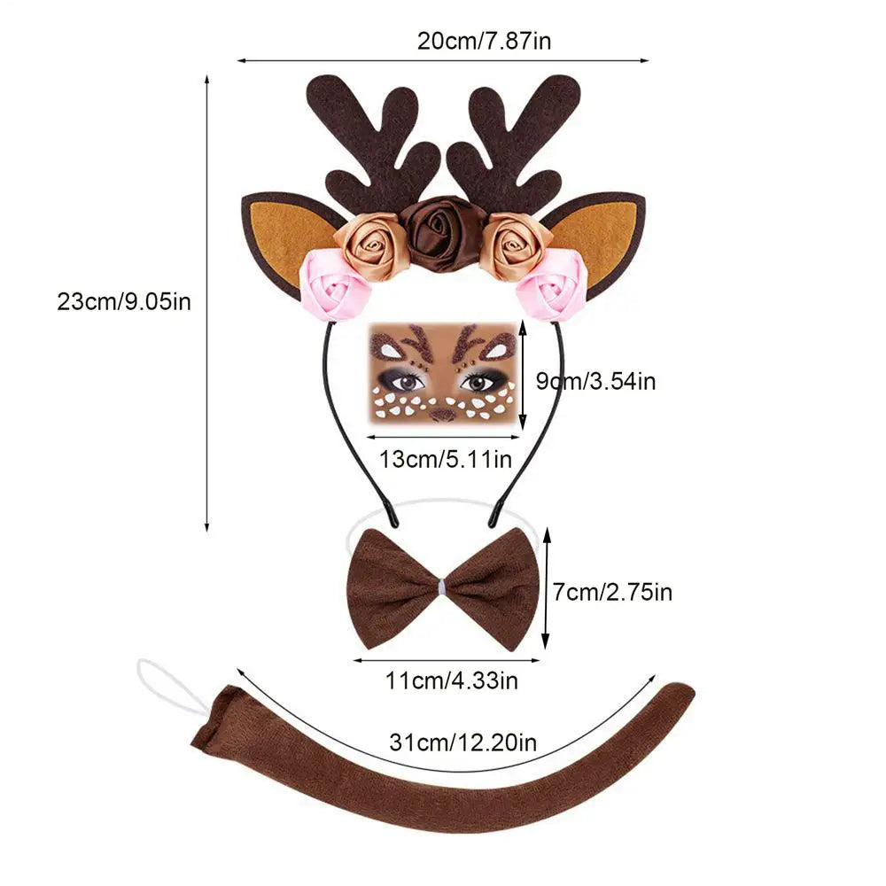 Deer Antler Headband & Tail Set | Christmas Cosplay Costume