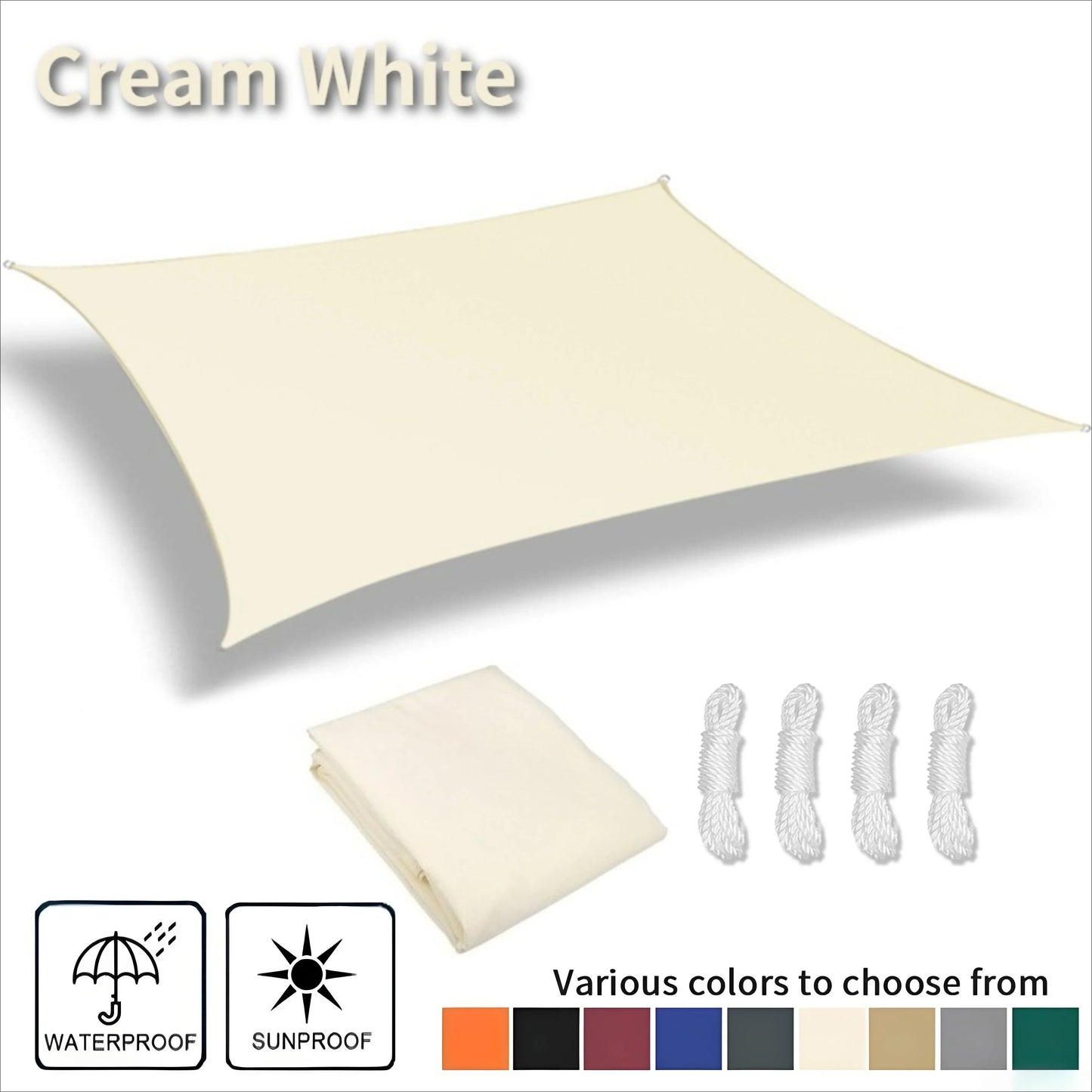Waterproof Rectangle Sun Shade Sail – 98% UV Block Canopy